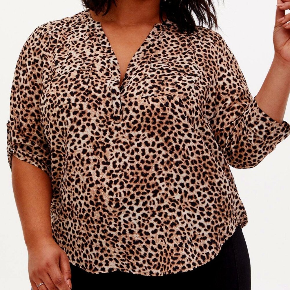 Torrid Harper Georgette Pullover 3/4 Sleeve Blouse